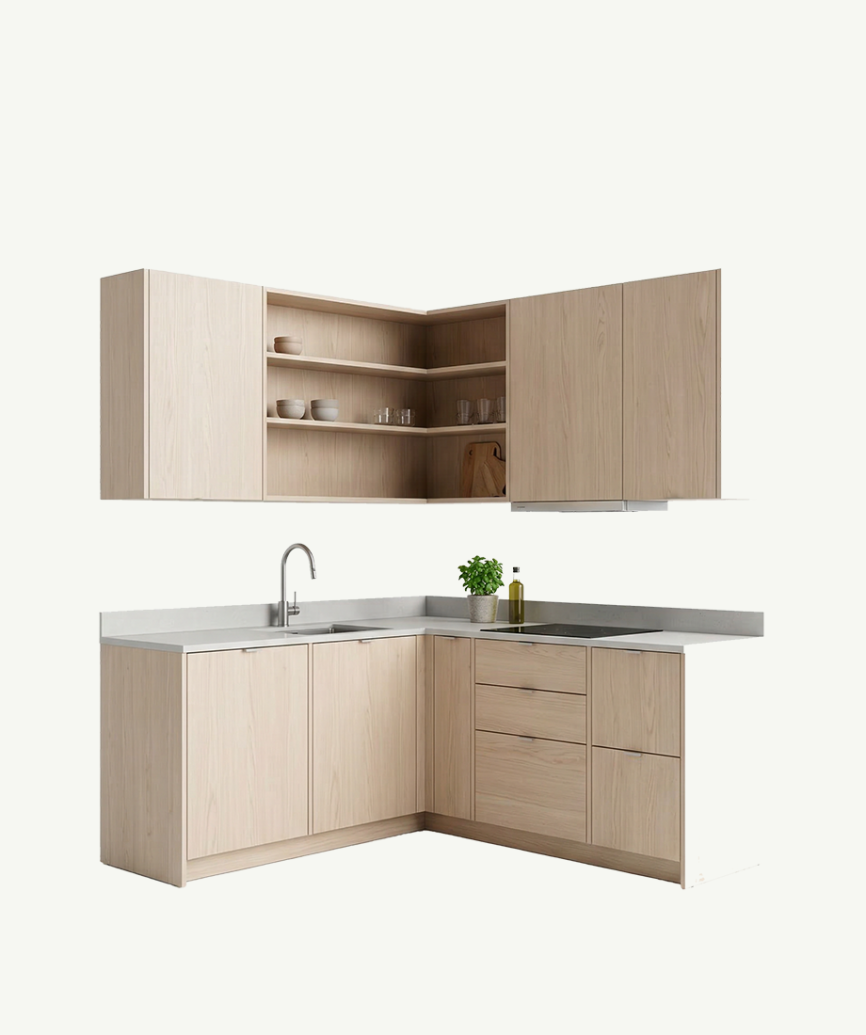Natural Oak Corner Kitchen